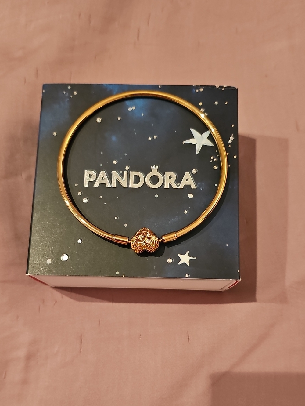 Pandora Rose Gold Heart Filigree Bangle Bracelet